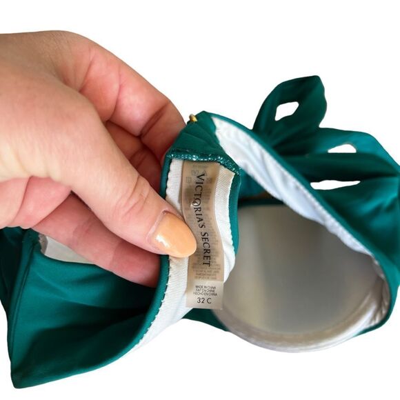 Victoria’s Secret Teal Strapless Bikini Top Size 32C - Picture 3 of 3